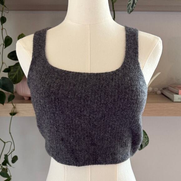 Everlane The Cozy Stretch Tank Heathered Charcoal Gray Wool Yak Blend Medium - Picture 1 of 8
